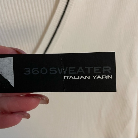 360 Sweater V-Neck Ribbed Varsity Sweater Size L Italian yarn - Picture 7 of 9